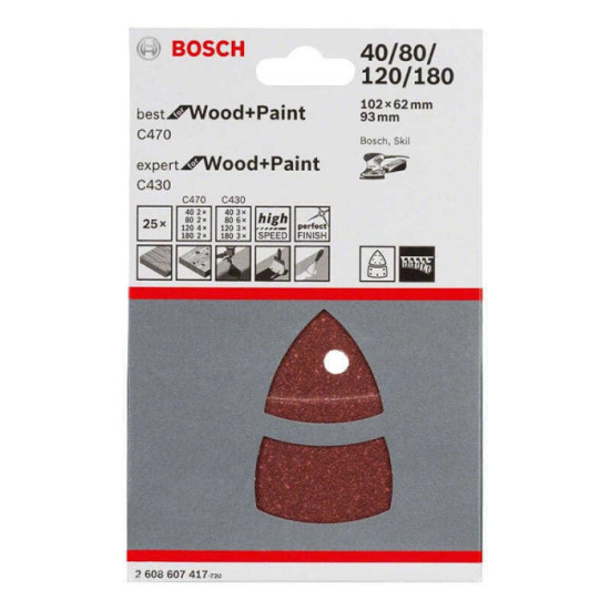 Feuilles abrasives ponceuse Multi Bosch 2608607417