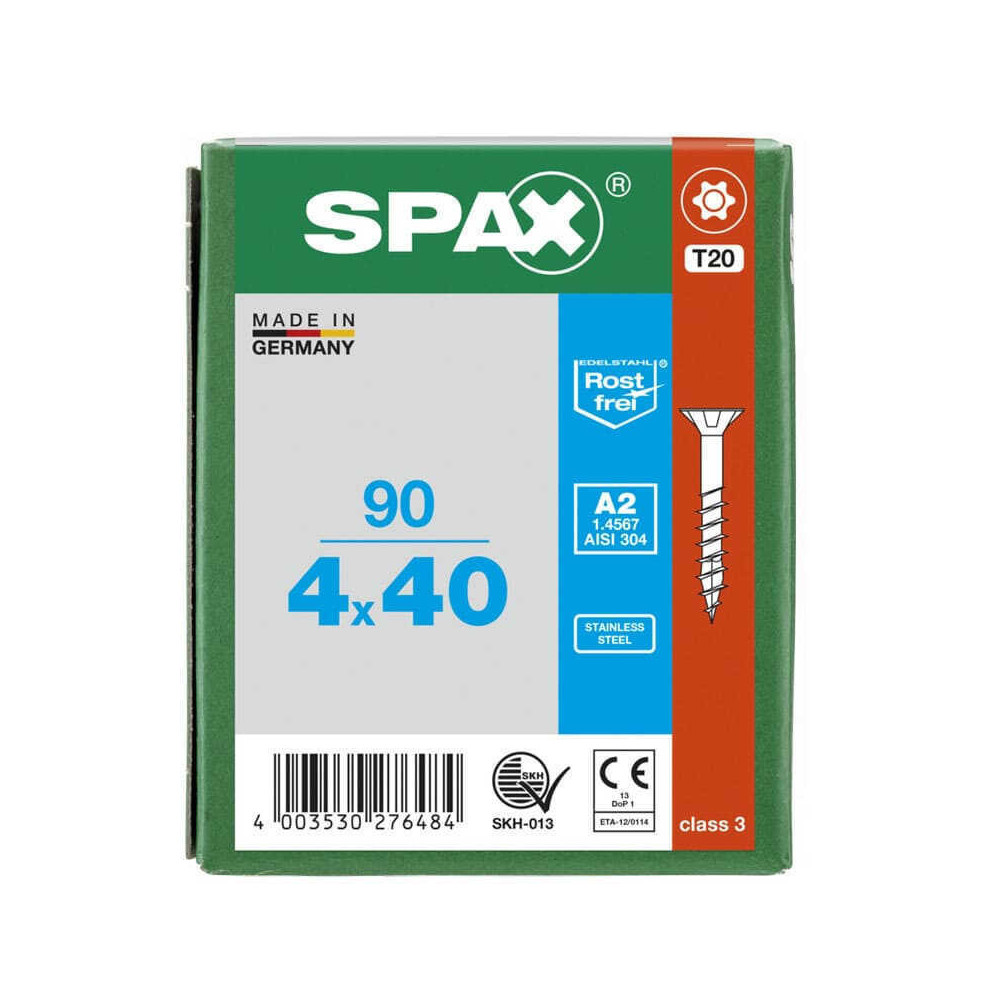 Vis à bois inox T-Star T20 tête fraisée Spax TORXINOX_90