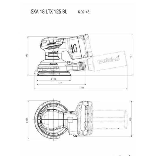 Ponceuse excentrique Metabo 600146850 18V Ø125 mm