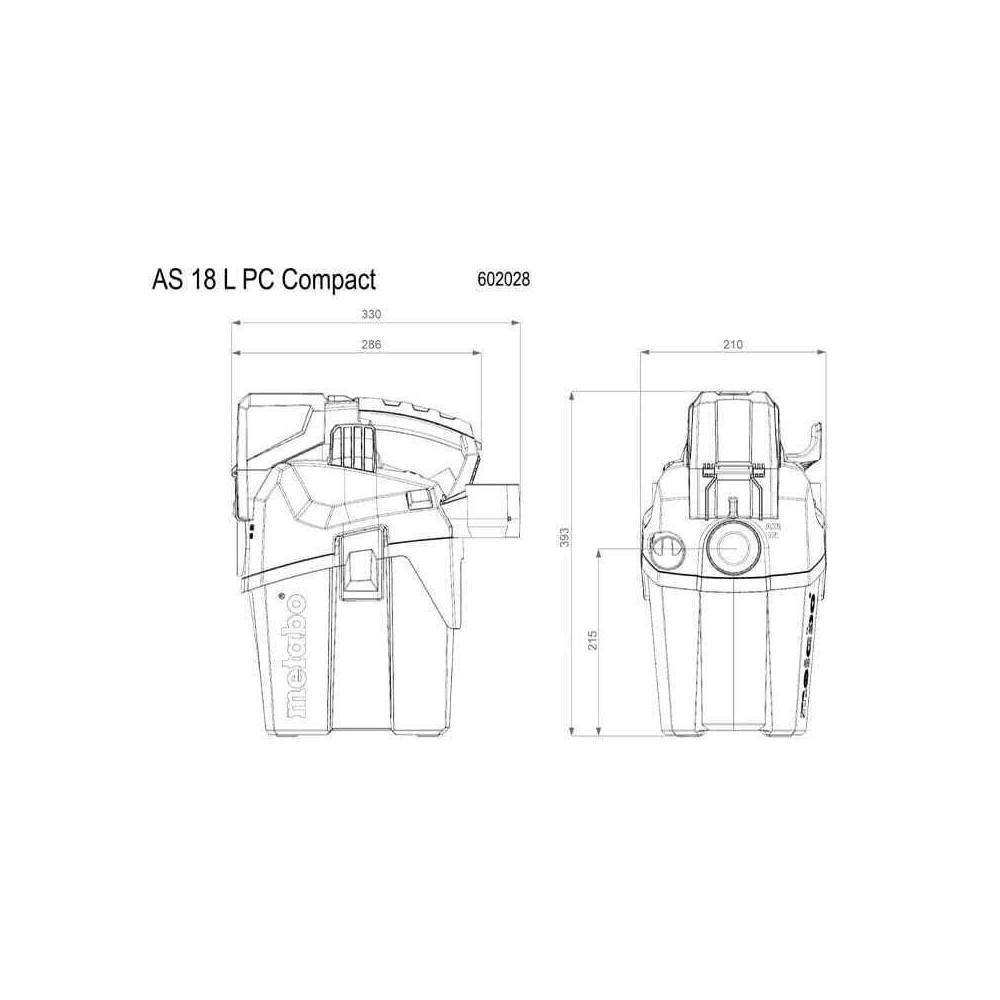 Aspirateur Metabo AS 18 L PC Compact 18V classe L
