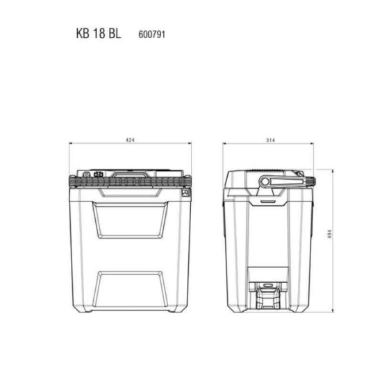 Glacière électrique 24 L KB 18 sans fil Metabo 600791850 - 18V