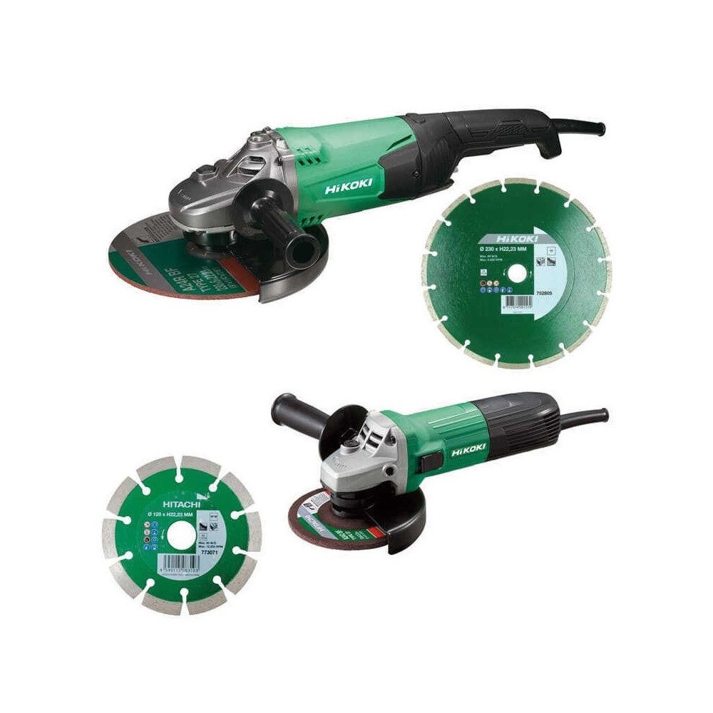 Pack 2 meuleuses filaires Ø 230 et Ø 125 mm HiKOKI KG23SAYBZ