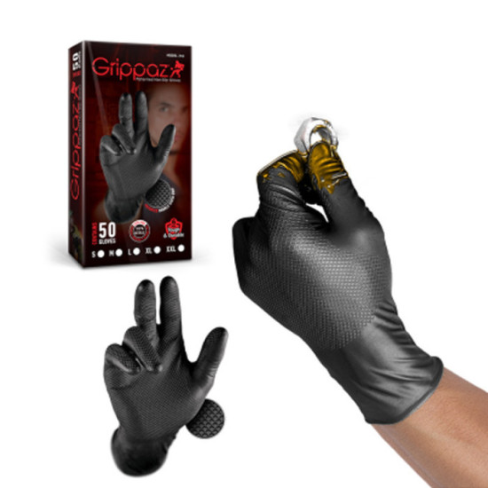 Gants nitrile noirs Grippaz taille XL boîte de 50