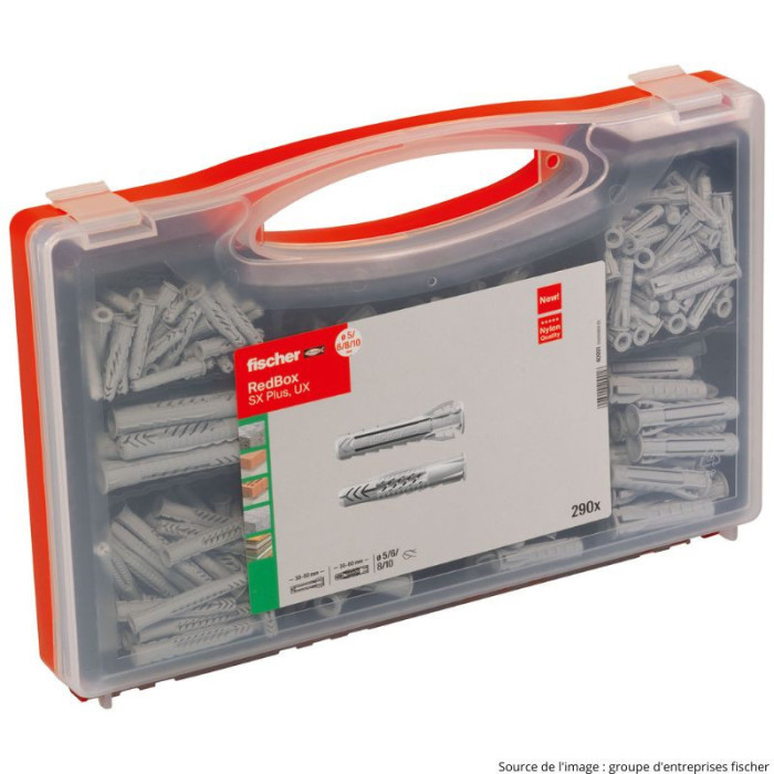 Coffret chevilles Red-Box SX Plus 290 pièces Fischer 40991