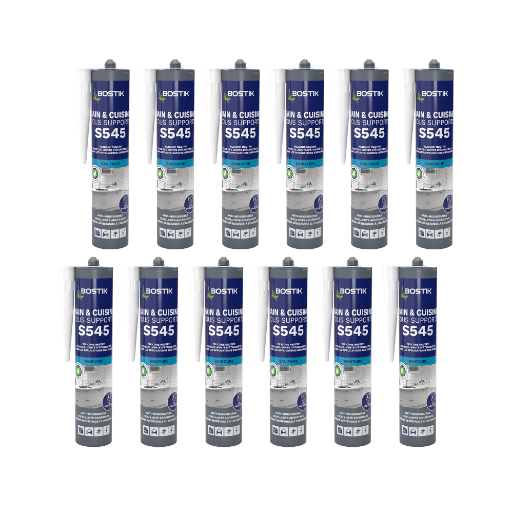 Silicone sanitaire blanc Bostik S545-BLANCx12 lot de 12