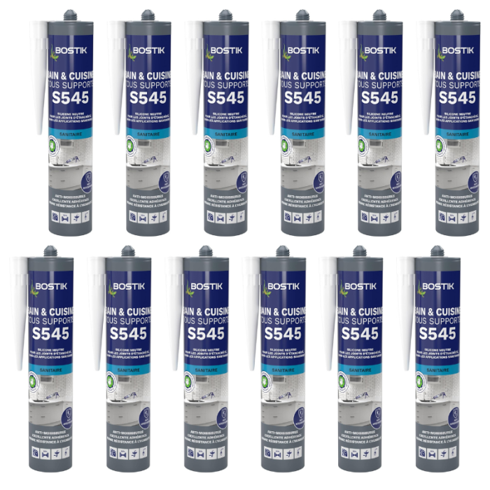 Silicone sanitaire blanc Bostik S545-BLANCx12 lot de 12