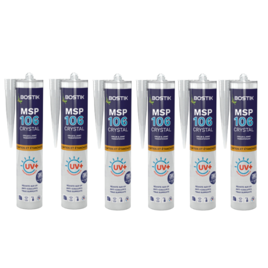 Mastic MS polymère transparent Bostik MSP106-TRANSx6 lot de 6