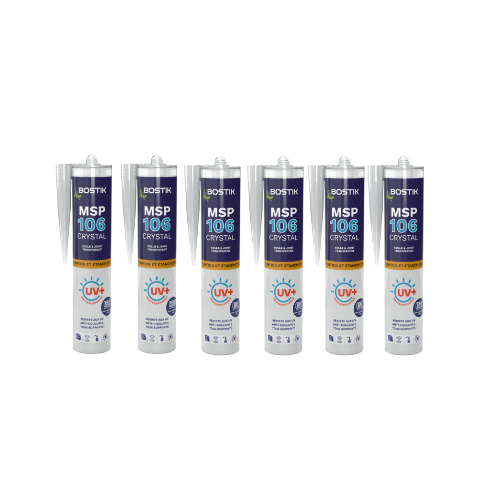 Mastic MS polymère transparent Bostik MSP106-TRANSx6 lot de 6