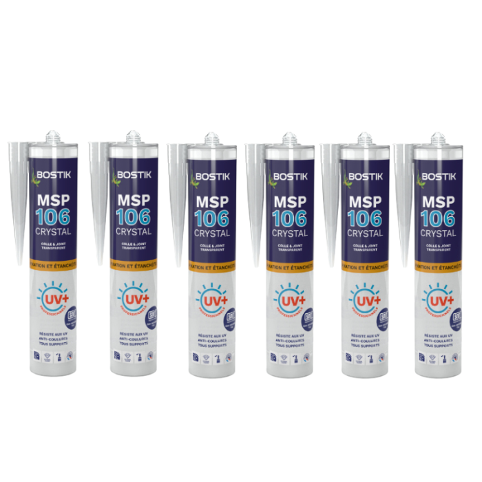 Mastic MS polymère transparent Bostik MSP106-TRANSx6 lot de 6
