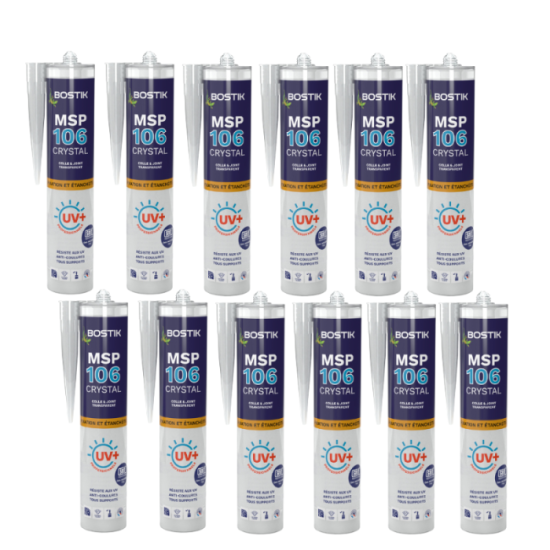 Mastic MS polymère transparent Bostik MSP106-TRANSx12 lot de 12