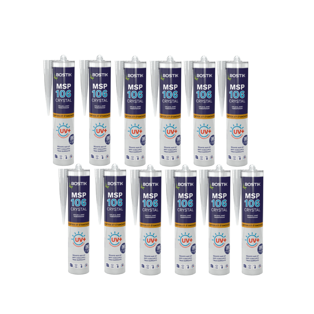 Mastic MS polymère transparent Bostik MSP106-TRANSx12 lot de 12