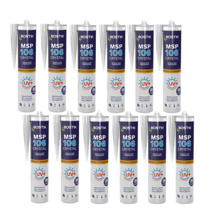 Mastic MS polymère transparent Bostik MSP106-TRANSx12 lot de 12