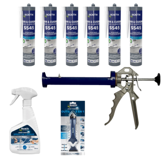 Kit silicone sanitaire blanc Bostik S545 x6