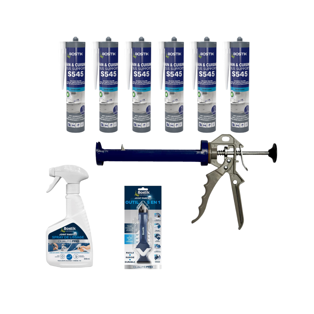 Kit silicone sanitaire blanc Bostik S545 x6