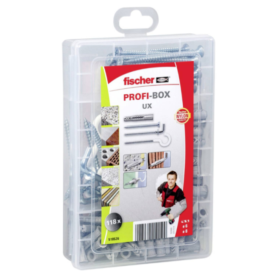 Coffret chevilles vis crochets 118 pièces Fischer 518526