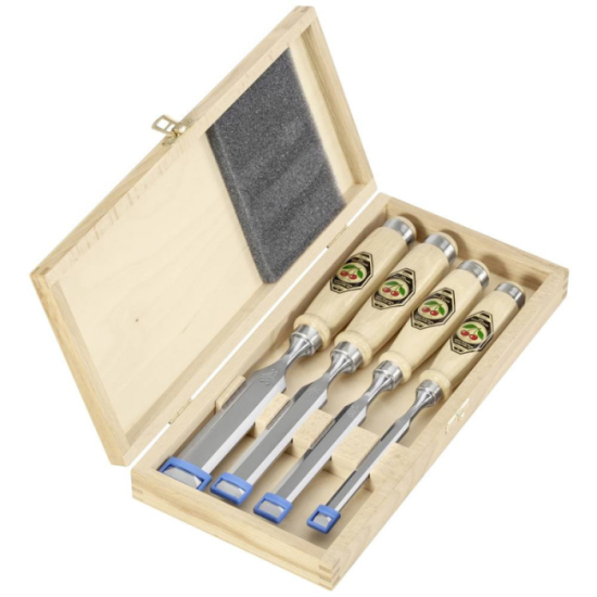 Jeu de 4 ciseaux à bois en coffret bois Kirschen 1141000
