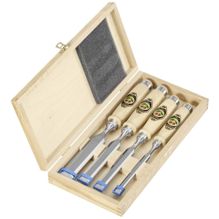 Jeu de 4 ciseaux à bois en coffret bois Kirschen 1141000