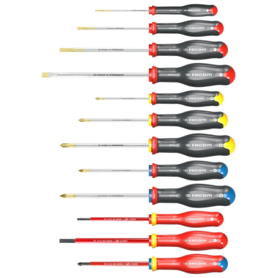 Coffret de 12 tournevis Protwist + 2 racks de rangement Facom