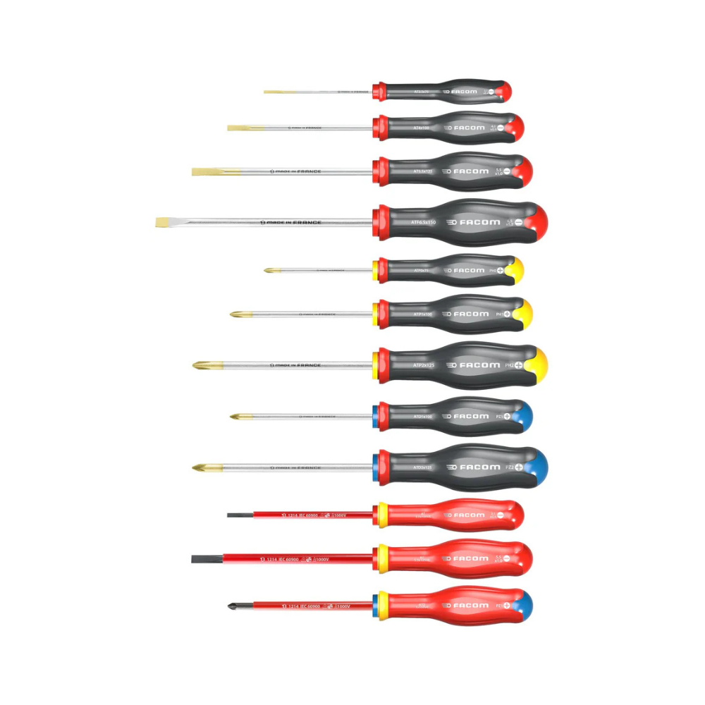 Coffret de 12 tournevis Protwist + 2 racks de rangement Facom