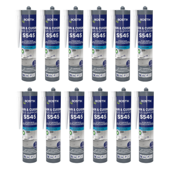 Silicone sanitaire translucide Bostik S545-TRANSx12 lot de 12