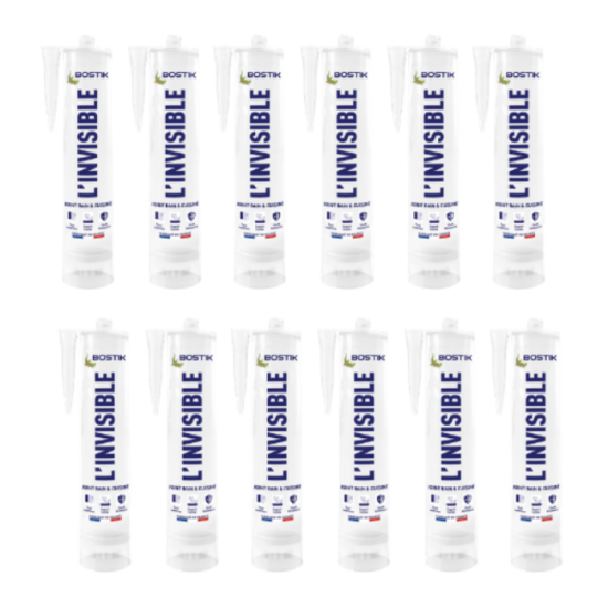 Mastic sanitaire transparent Bostik L-INVISIBLEx12 lot de 12
