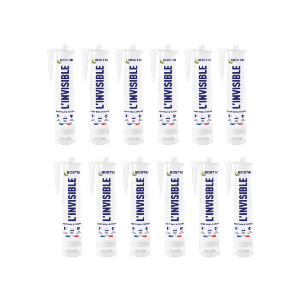 Mastic sanitaire transparent Bostik L-INVISIBLEx12 lot de 12
