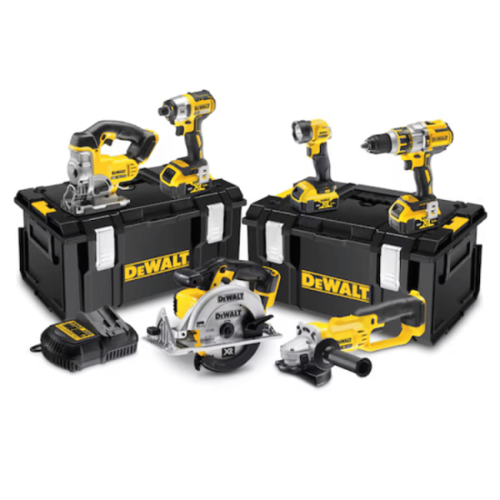 Pack 6 machines DeWalt DCK694P3 18V XR 3 x 5,0 Ah