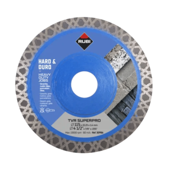 Disque diamant TVR Ø 125 mm pour matériaux durs Rubi 30987