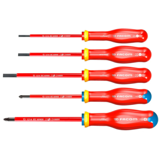 Jeu 5 tournevis isolés 1000 V Facom ATD.J5VE