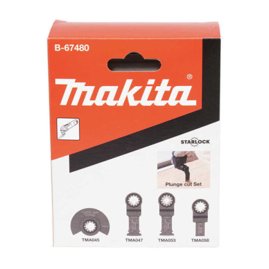Jeu de 4 lames Starlock Makita B-67480 bi-métal