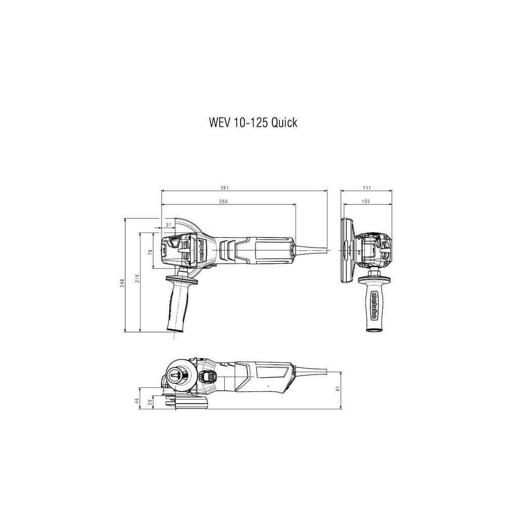Meuleuse d'angle Metabo 600388000 WEV 10-125 Quick