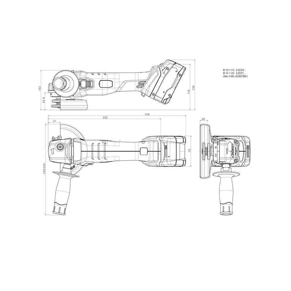 Meuleuse d'angle Metabo W 18 7-125 602371840