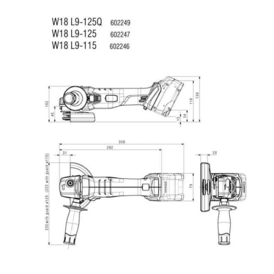 Meuleuse d'angle sans fil Metabo 602249850 18 V CAS