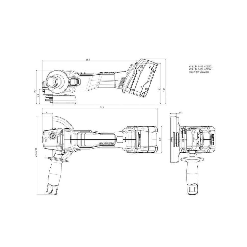 Meuleuse d'angle Metabo W 18 L BL 9-125 602374840