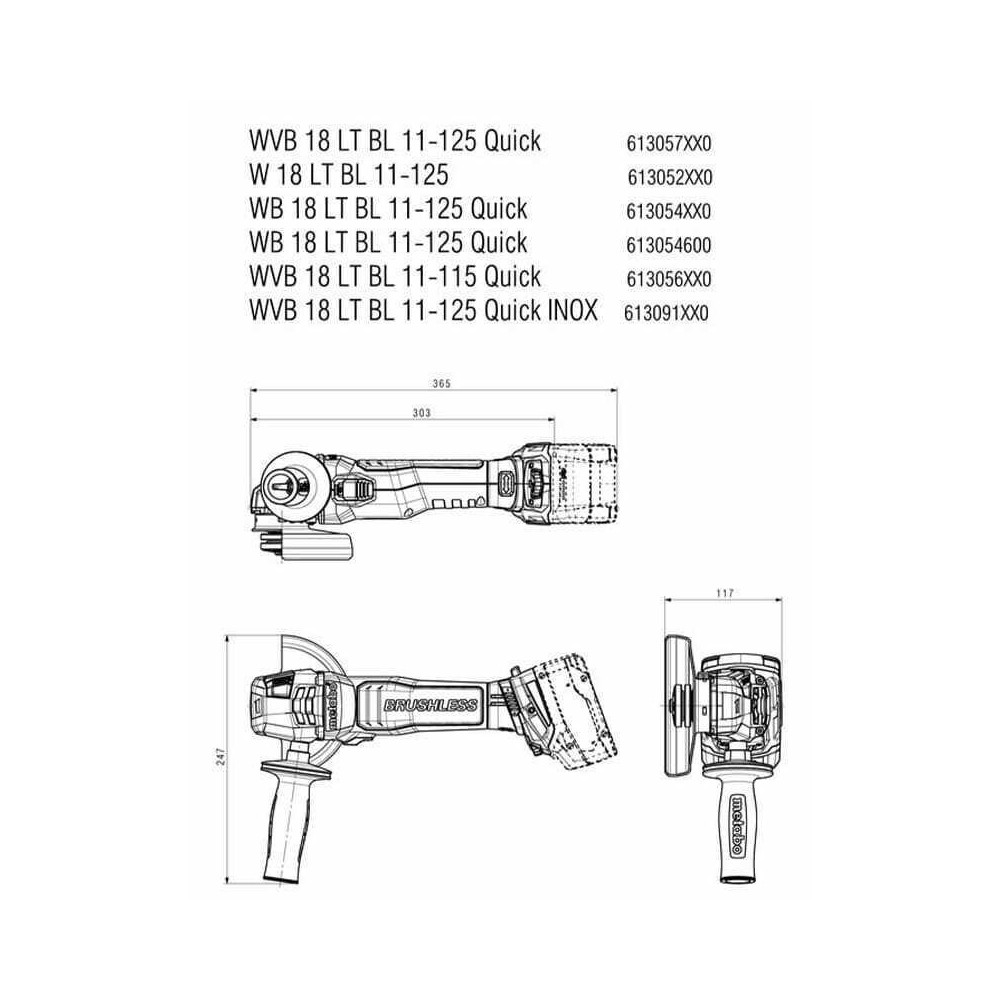 Meuleuse d'angle sans fil Metabo 613052850 brushless
