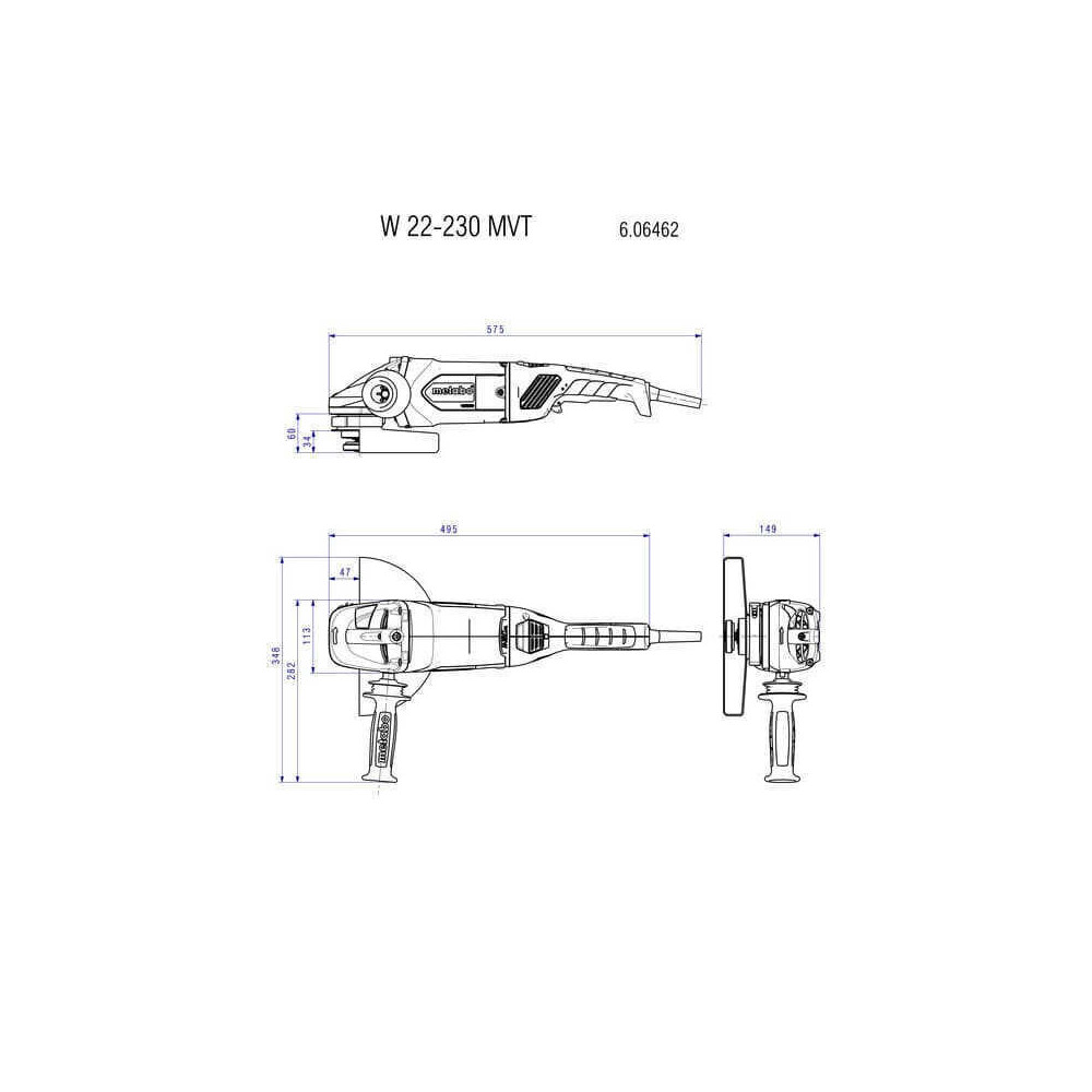 Meuleuse d'angle 2200 W Ø230 mm W 22-230 MVT Metabo 606462260