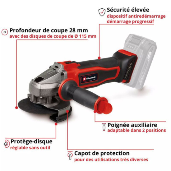 Meuleuse d'angle Einhell TE-AG 18/115-2 Li - Solo