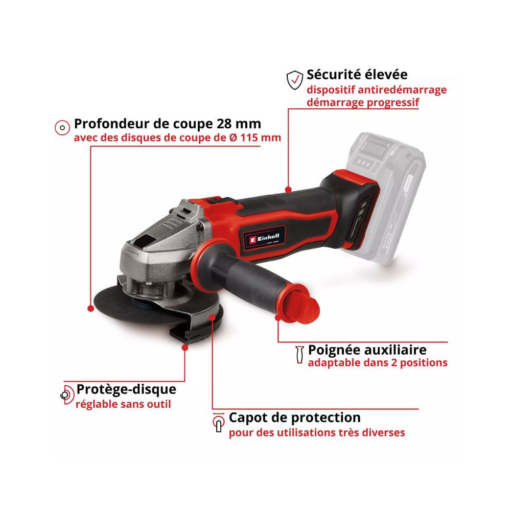 Meuleuse d'angle Einhell TE-AG 18/115-2 Li - Solo