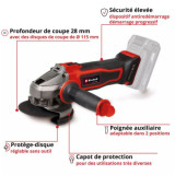 Meuleuse d'angle Einhell TE-AG 18/115-2 Li - Solo